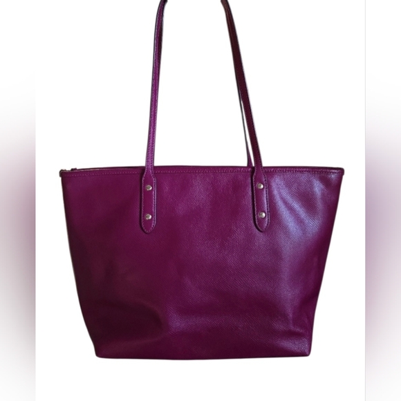 Coach Magenta Leather Tote Bag - Picture 4 of 15